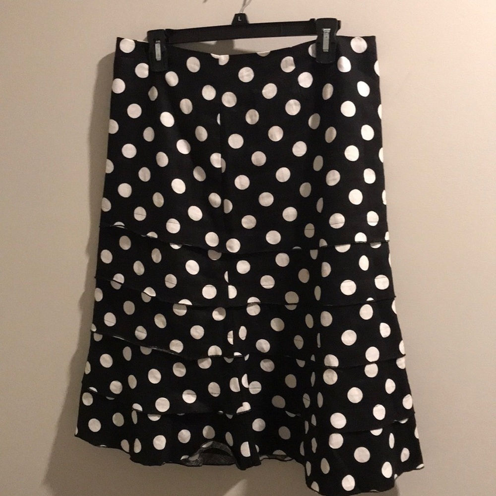 Transitions 100% linen polka dot ruffled skirt, Sz 10